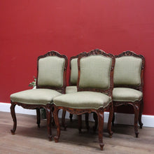 Load image into Gallery viewer, x SOLD Set of 4 Antique Chairs, Antique French Dining or Kitchen Chairs. Olive Fabric B11163