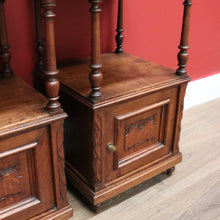 Load image into Gallery viewer, x SOLD Pair of Bedside Tables Cabinets, Lamp Side Tables Antique French Oak and Marble. B10557