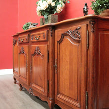 Load image into Gallery viewer, x SOLD French Breakfront 4 Door Oak Sideboard Cabinet with 2 Drawers Parquetry Top B10459