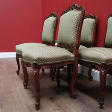 Load image into Gallery viewer, x SOLD Set of 4 Antique Chairs, Antique French Dining or Kitchen Chairs. Olive Fabric B11163