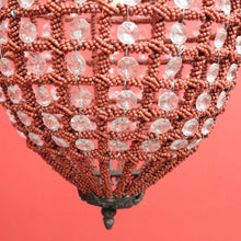 Load image into Gallery viewer, x SOLD Vintage French Chandelier of Basket Form, Brass, Glass and Beads Light Shade. 10379