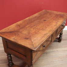 Load image into Gallery viewer, x SOLD Antique French Brittany Cherrywood 2 Drawers Office Writing Desk Hall Foyer Table with Stretcher Base B10724