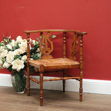 Load image into Gallery viewer, x SOLD Antique French Corner Chair Oak and Rush Seat Music Chair Bedroom Chair Armchair B10749