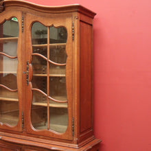 Load image into Gallery viewer, X SOLD Antique Vintage French Oak Bookcase or China Cabinet, Glass Door, and Drawers. B11270