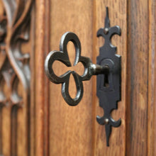 Load image into Gallery viewer, x SOLD Antique Belgium Gothic Sideboard, Sacrament Cabinet, 3 Door Drawer Church Chest B10862