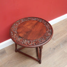 Load image into Gallery viewer, x SOLD Antique English Walnut Lamp Table, Side, Wine Table or Bedside Table Carved Top B11106