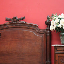 Load image into Gallery viewer, x SOLD Antique French Bed, French Oak Double Bed with Headboard, Foot Side Rails Slats B10455
