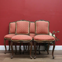 Load image into Gallery viewer, Set of 4 Antique French Dining Chairs, French Walnut and Fabric Kitchen Chairs B10737