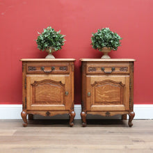Load image into Gallery viewer, Pair of Vintage French Lamp Tables or Bedside Tables Drawer and Cupboard Storage B10664