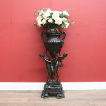Load image into Gallery viewer, x SOLD Antique Bronze Jardinière, Heavy Double-handled Urn. Maiden Vase, Planter Stand. B11285