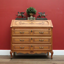 Load image into Gallery viewer, Antique French Chest of Drawers Desk, 3 Drawer Writing Bureau Office Desk Chest B10712