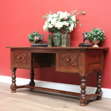 Load image into Gallery viewer, x SOLD Antique French Brittany Cherrywood 2 Drawers Office Writing Desk Hall Foyer Table with Stretcher Base B10724