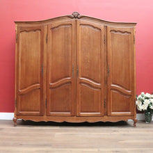 Load image into Gallery viewer, Vintage French Four Door Armoire, Wardrobe. French Oak Cabinet Cupboard Wardrobe B10923