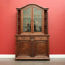 Load image into Gallery viewer, Antique French Oak China Cabinet, 2 Height Bookcase with Turned Columns Buffet