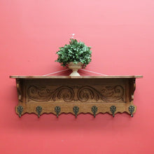 Load image into Gallery viewer, x SOLD Vintage French Oak and Brass Hook Coat Rack, Hat Scarf Rack with Plate Rack 2 of 2 B10306