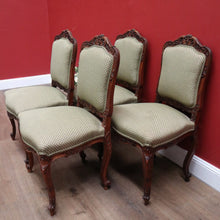 Load image into Gallery viewer, x SOLD Set of 4 Antique Chairs, Antique French Dining or Kitchen Chairs. Olive Fabric B11163