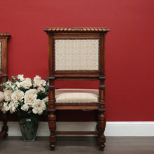 Load image into Gallery viewer, x SOLD Pair of Chairs, Church Hall Chairs, Antique French Walnut and Fabric Chairs. B10372