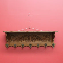 Load image into Gallery viewer, x SOLD Vintage French Oak and Brass Hook Coat Rack, Hat Scarf Rack with Plate Rack 2 of 2 B10306