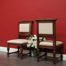 Load image into Gallery viewer, x SOLD Pair of Chairs, Church Hall Chairs, Antique French Walnut and Fabric Chairs. B10372
