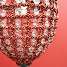 Load image into Gallery viewer, x SOLD Vintage French Chandelier of Basket Form, Brass, Glass and Beads Light Shade. 10379
