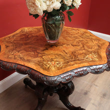 Load image into Gallery viewer, x SOLD Antique English Table, Burr Walnut and Inlay Sofa Table Side Table or Lamp Table B11255