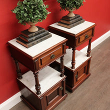 Load image into Gallery viewer, x SOLD Pair of Antique French Bedside Cabinet, Mahogany Marble Lamp Side Bedside Table B10488