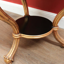 Load image into Gallery viewer, x SOLD Vintage Italian Two-tier Side Table with Tri-leg Base, Black Ebonised Lamp Table B11249