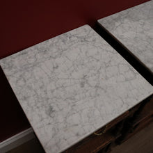 Load image into Gallery viewer, x SOLD Pair of Bedside Tables Cabinets, Lamp Side Tables Antique French Oak and Marble. B10557