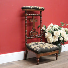 Load image into Gallery viewer, x SOLD Antique French Prayer Chair, Home Worship Kneeler for Prayer. Tapestry Seat Rest B11190