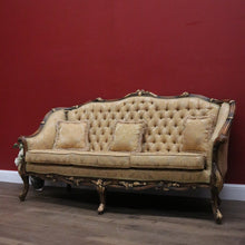 Load image into Gallery viewer, x SOLD Vintage Italian Three Seat Lounge, Button Back Walnut and Fabric Lounge, Cushion B11050