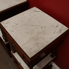 Load image into Gallery viewer, x SOLD Pair of Antique French Bedside Cabinet, Mahogany Marble Lamp Side Bedside Table B10488