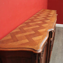 Load image into Gallery viewer, x SOLD French Breakfront 4 Door Oak Sideboard Cabinet with 2 Drawers Parquetry Top B10459