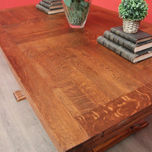 Load image into Gallery viewer, x SOLD Antique French Dining Table, Antique Oak Twin Pedestal 2 Draw Leaf Kitchen Table. B10524