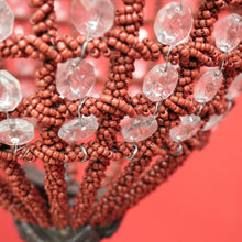 Load image into Gallery viewer, x SOLD Vintage French Chandelier of Basket Form, Brass, Glass and Beads Light Shade. 10379