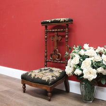 Load image into Gallery viewer, x SOLD Antique French Prayer Chair, Home Worship Kneeler for Prayer. Tapestry Seat Rest B11190