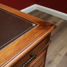 Load image into Gallery viewer, x SOLD Vintage Australian Office Desk, Walnut and Gilt Tooled Leather Eight Drawer Desk. B11168