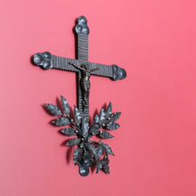 Load image into Gallery viewer, x SOLD Vintage French Cross Crucifix, Brass Church Cross, Crown of Thorns Jesus B10636