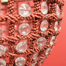 Load image into Gallery viewer, x SOLD Vintage French Chandelier of Basket Form, Brass, Glass and Beads Light Shade. 10379
