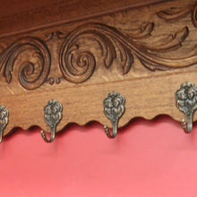 Load image into Gallery viewer, x SOLD Vintage French Oak and Brass Hook Coat Rack, Hat Scarf Rack with Plate Rack 1 of 2 B10305