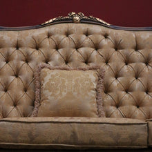 Load image into Gallery viewer, x SOLD Vintage Italian Three Seat Lounge, Button Back Walnut and Fabric Lounge, Cushion B11050