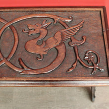 Load image into Gallery viewer, x SOLD Antique English Table, Lamp Side Table Japanese Dragon Relief Carving to seat. B9746