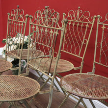 Load image into Gallery viewer, x SOLD Set of Six Iron Garden Chairs, Outdoor Chairs, Café Chairs in the French Style B11087