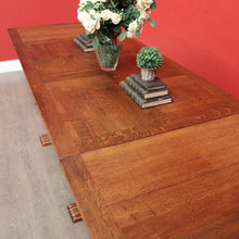 Load image into Gallery viewer, x SOLD Antique French Dining Table, Antique Oak Twin Pedestal 2 Draw Leaf Kitchen Table. B10524