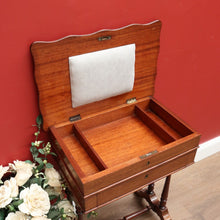 Load image into Gallery viewer, x SOLD Antique French Mahogany Sewing Table, Bedside Table, Lamp, Side Table, Lift Lid B10687