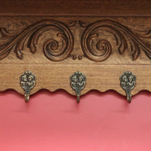 Load image into Gallery viewer, x SOLD Vintage French Oak and Brass Hook Coat Rack, Hat Scarf Rack with Plate Rack 1 of 2 B10305