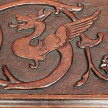 Load image into Gallery viewer, x SOLD Antique English Table, Lamp Side Table Japanese Dragon Relief Carving to seat. B9746