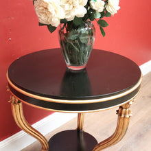 Load image into Gallery viewer, x SOLD Vintage Italian Two-tier Side Table with Tri-leg Base, Black Ebonised Lamp Table B11249