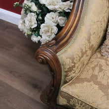 Load image into Gallery viewer, x SOLD Vintage Italian Three Seat Lounge, Button Back Walnut and Fabric Lounge, Cushion B11050