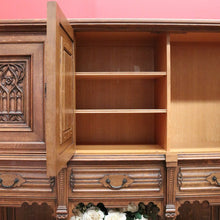 Load image into Gallery viewer, x SOLD Antique Belgium Gothic Sideboard, Sacrament Cabinet, 3 Door Drawer Church Chest B10862