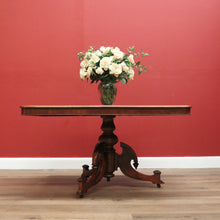 Load image into Gallery viewer, Antique English Victorian Mahogany Supper Dining Table on Single Pedestal Tri Leg Base